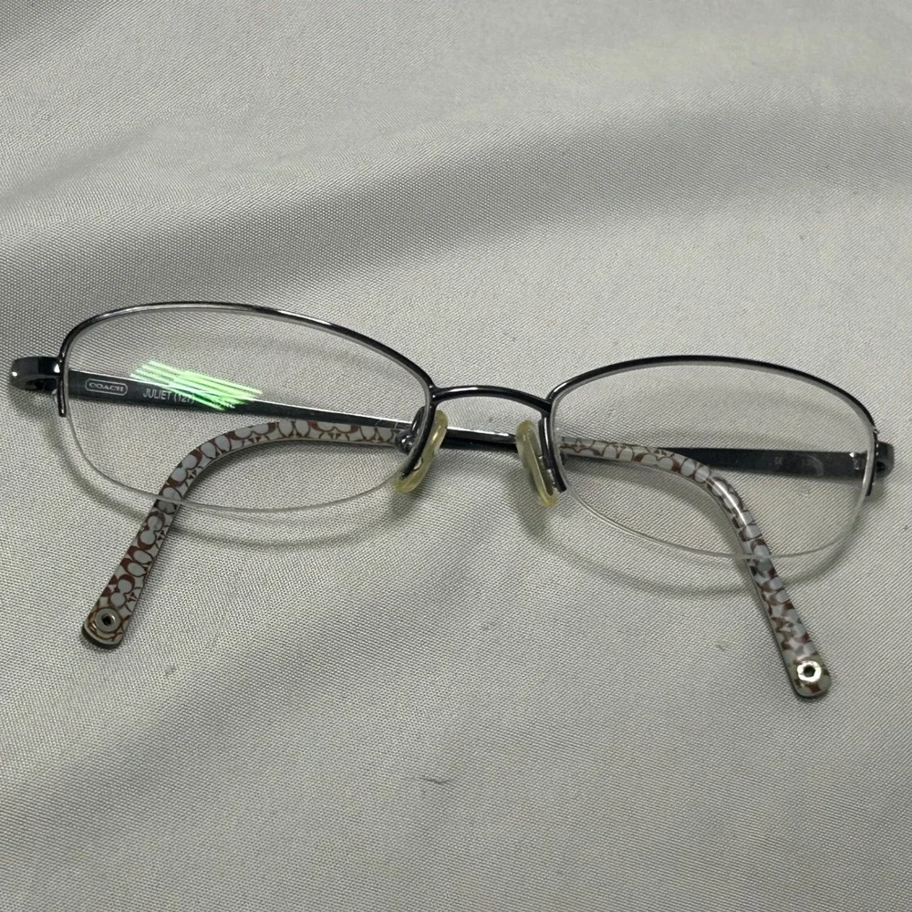 Coach Juliet 127 Slate Semi Rimless Eyeglasses Frames Rhinestone Floral Women